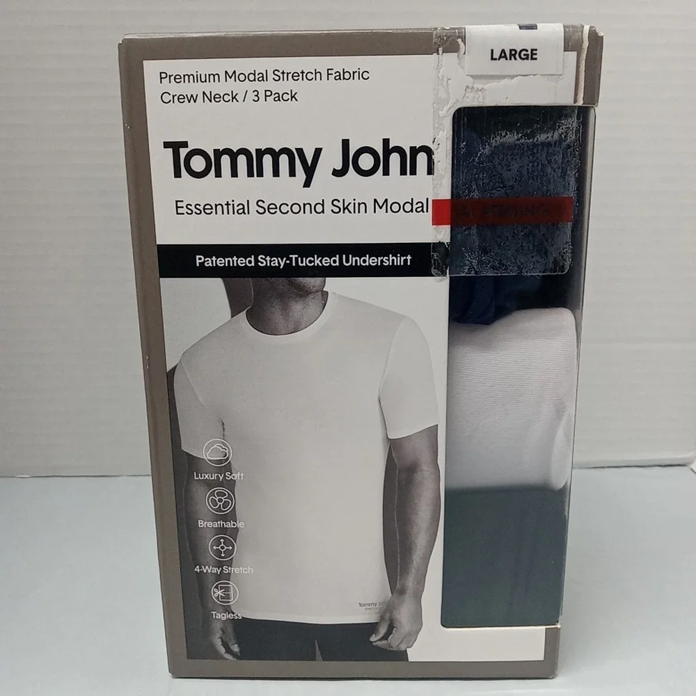 Tommy John Second Skin Crew Neck Undershirt Multicolors Men's Size L Soft 3 Pack